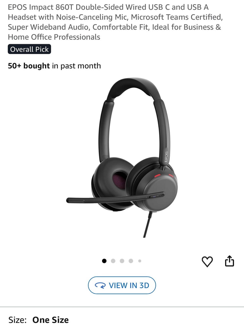 EPOS Impact 860T Wired USB Headset